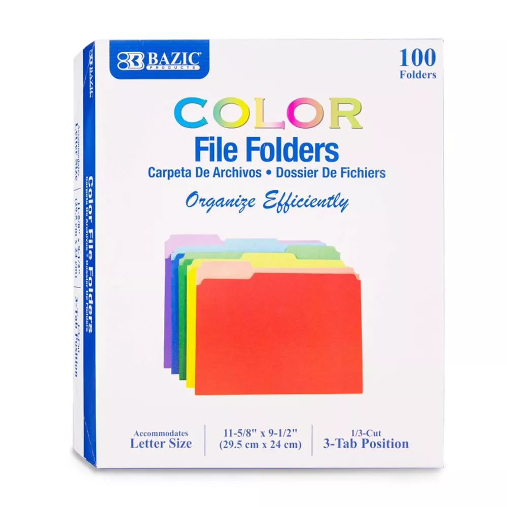 1-3-cut-letter-size-color-file-folder-box-100 1/3 Cut Letter Size Color File Folder, Box of 100