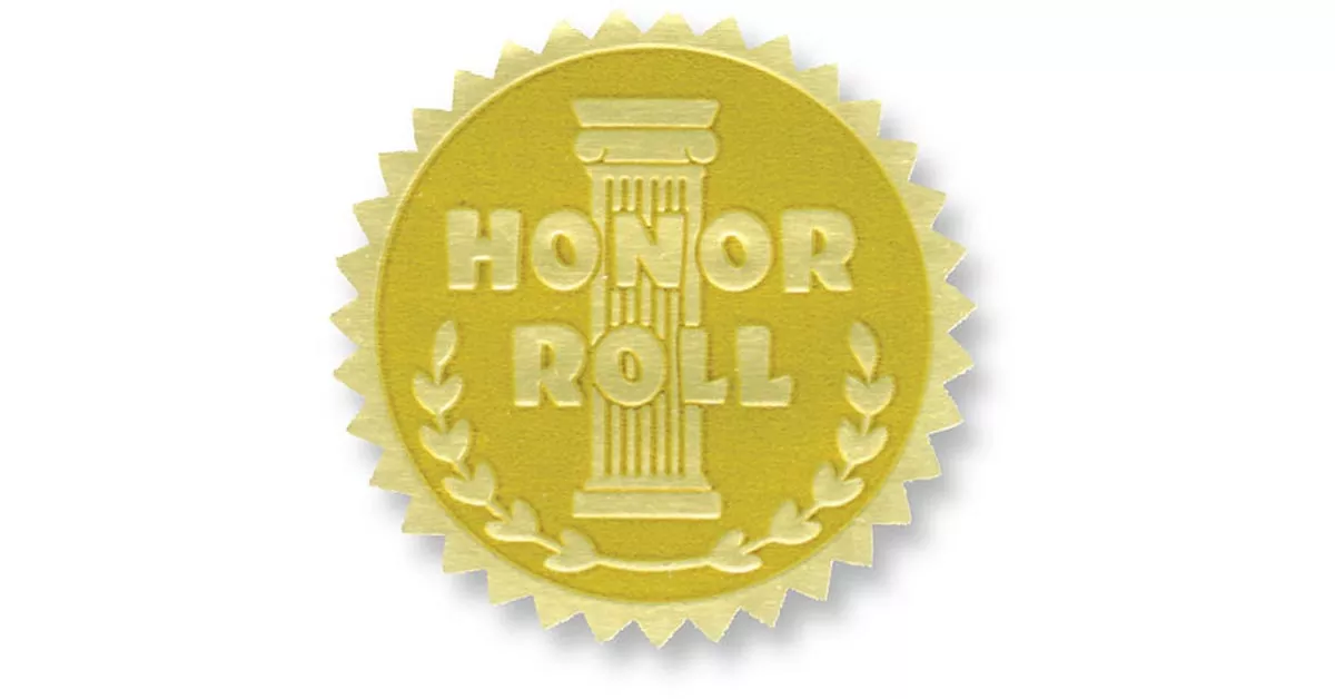 Gold Foil Embossed Seals, Honor Roll
