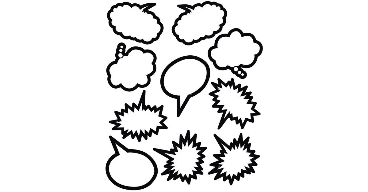 superhero-black-white-speech-thought-bubbles-accents Superhero Black & White Speech/Thought Bubbles Accents